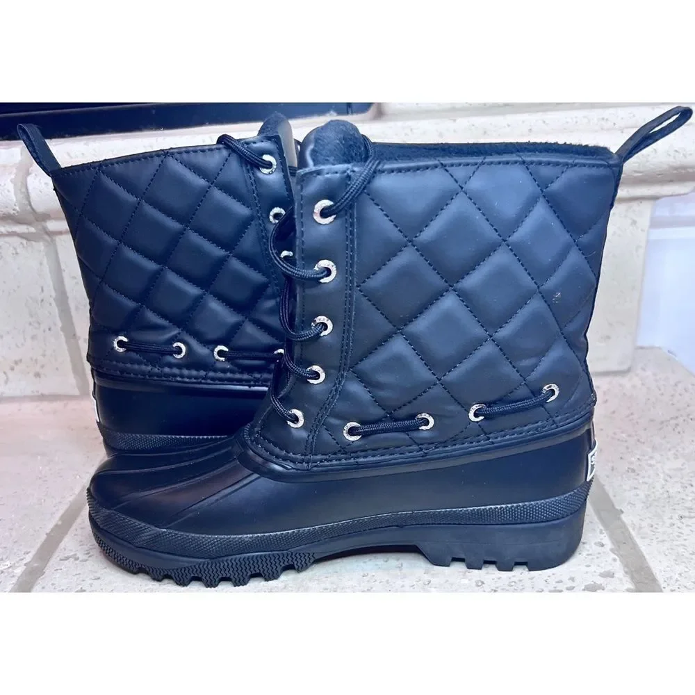 Sperry Women’s Top Siders Duck Boots Quilt Black Gosling Snow Boots Size 7
